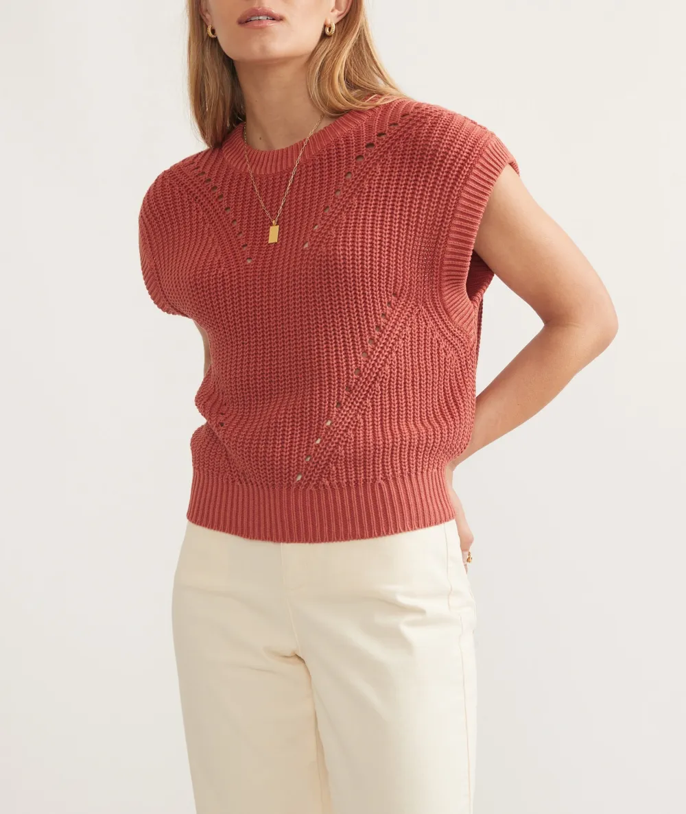 Sleeveless Knit Vest with Patterned Front