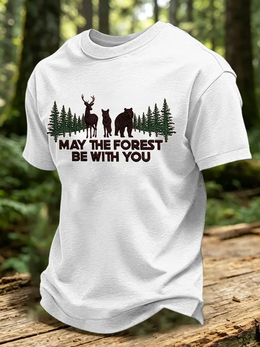 Men's May The Forest Be With You Printed Casual T-Shirt