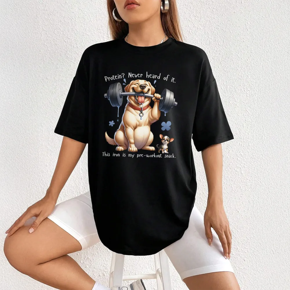 Fitness Dog Print Workout T-Shirt