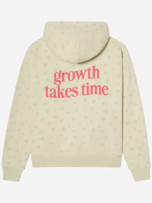 Women's Small Floral Letter Pattern Hooded Long-Sleeved Pullover Shirt