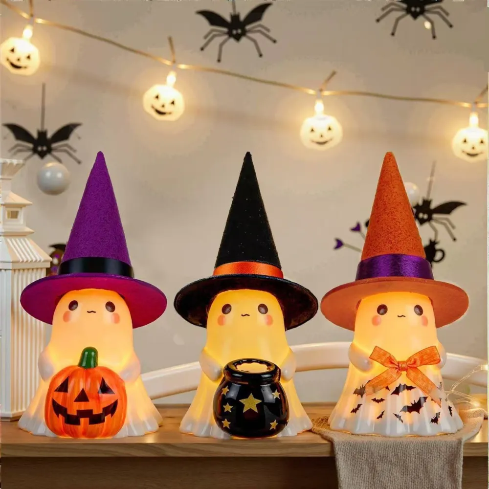 Halloween Cute Little Ghost Glowing Resin Ornament Decoration