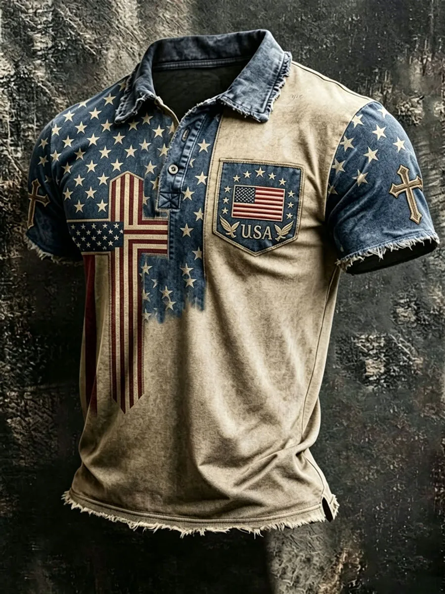 Men'S 250Th Anniversary Faith Printed Casual Polo Shirt
