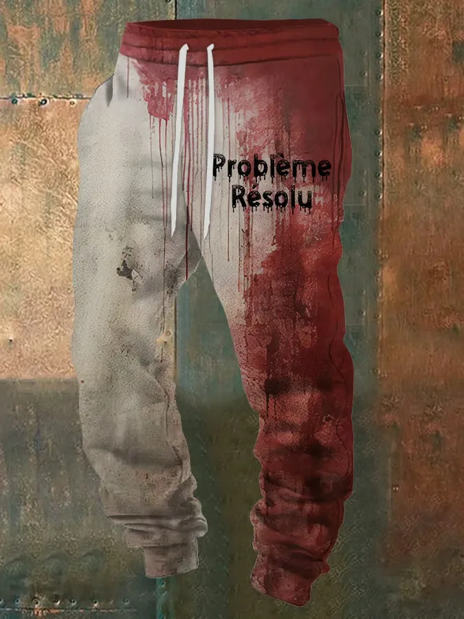 Men's Bloody Problem Solved Halloween Printed Sweatpants