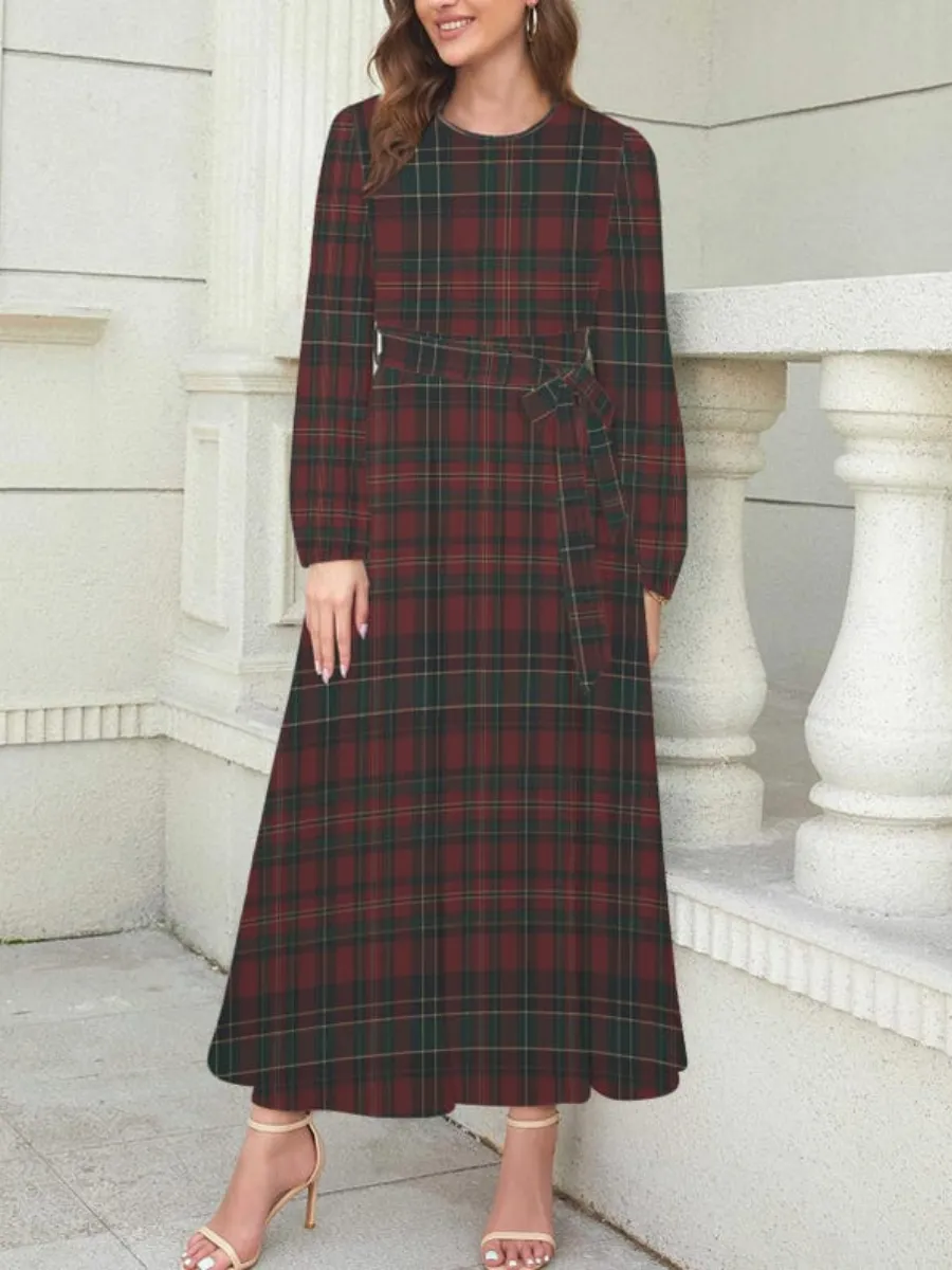 Contrast Color Plaid Dress