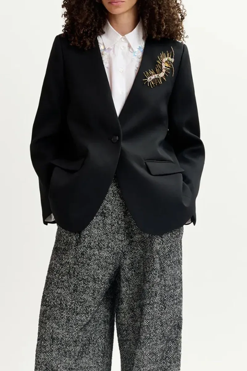 Embroidered Detail Button Up White Shirts