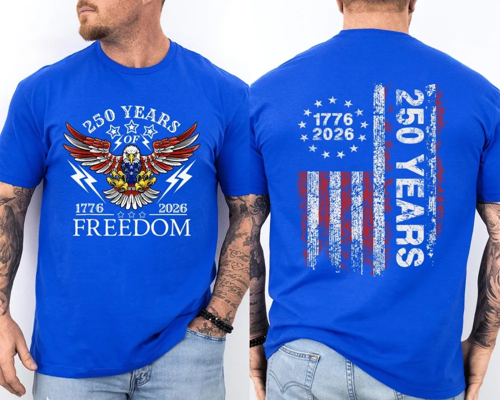 Men'S Casual American 1776-2026 Anniversary Printed Short Sleeved T-Shirt