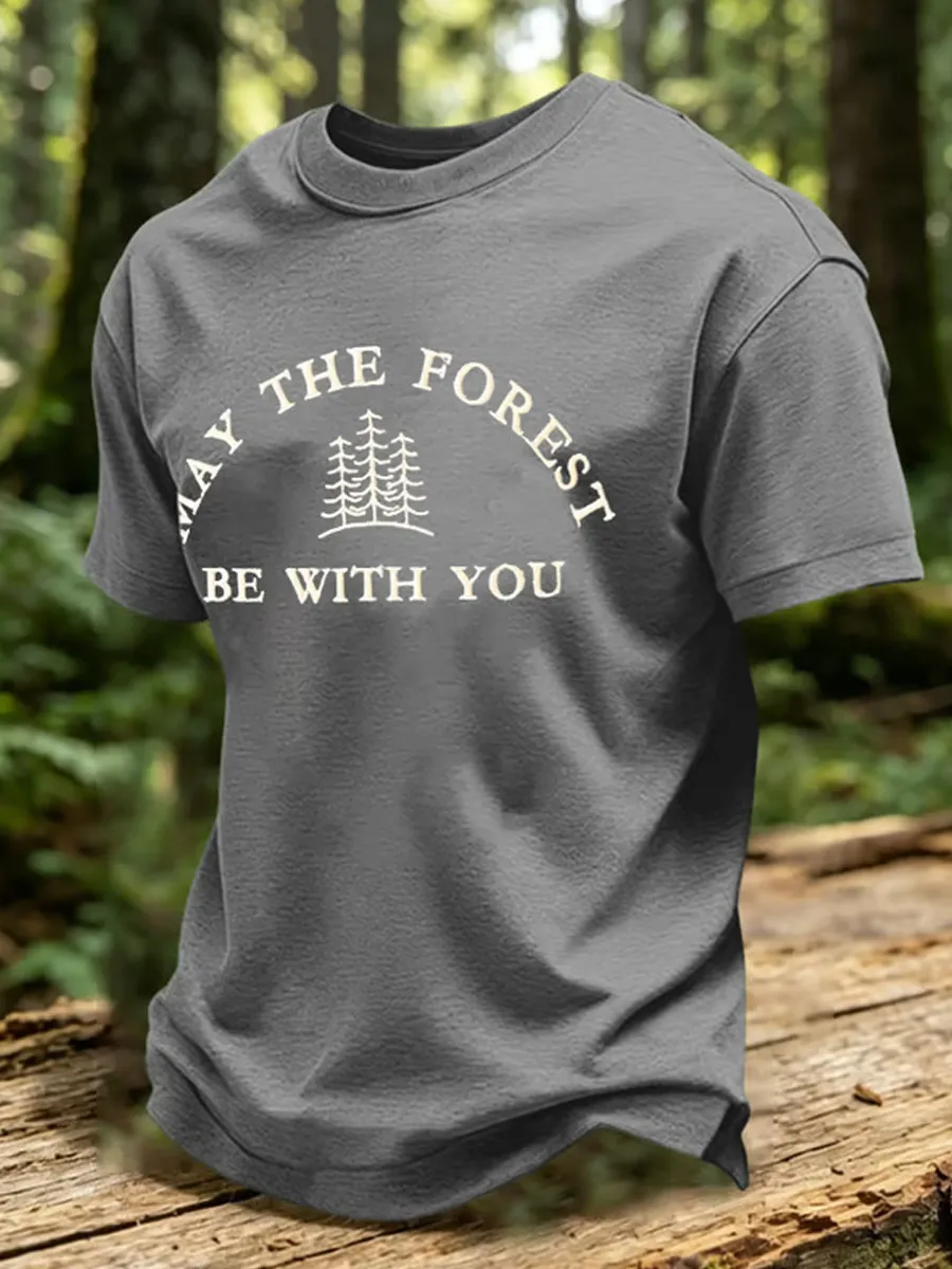 Men's May The Forest Be With You Printed Casual T-Shirt