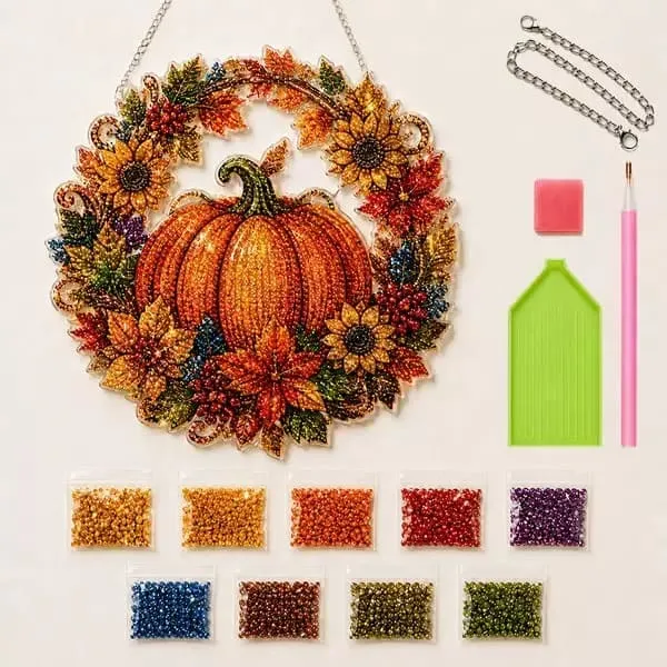 Halloween Pumpkin Diamond kit DIY Portable Pendant