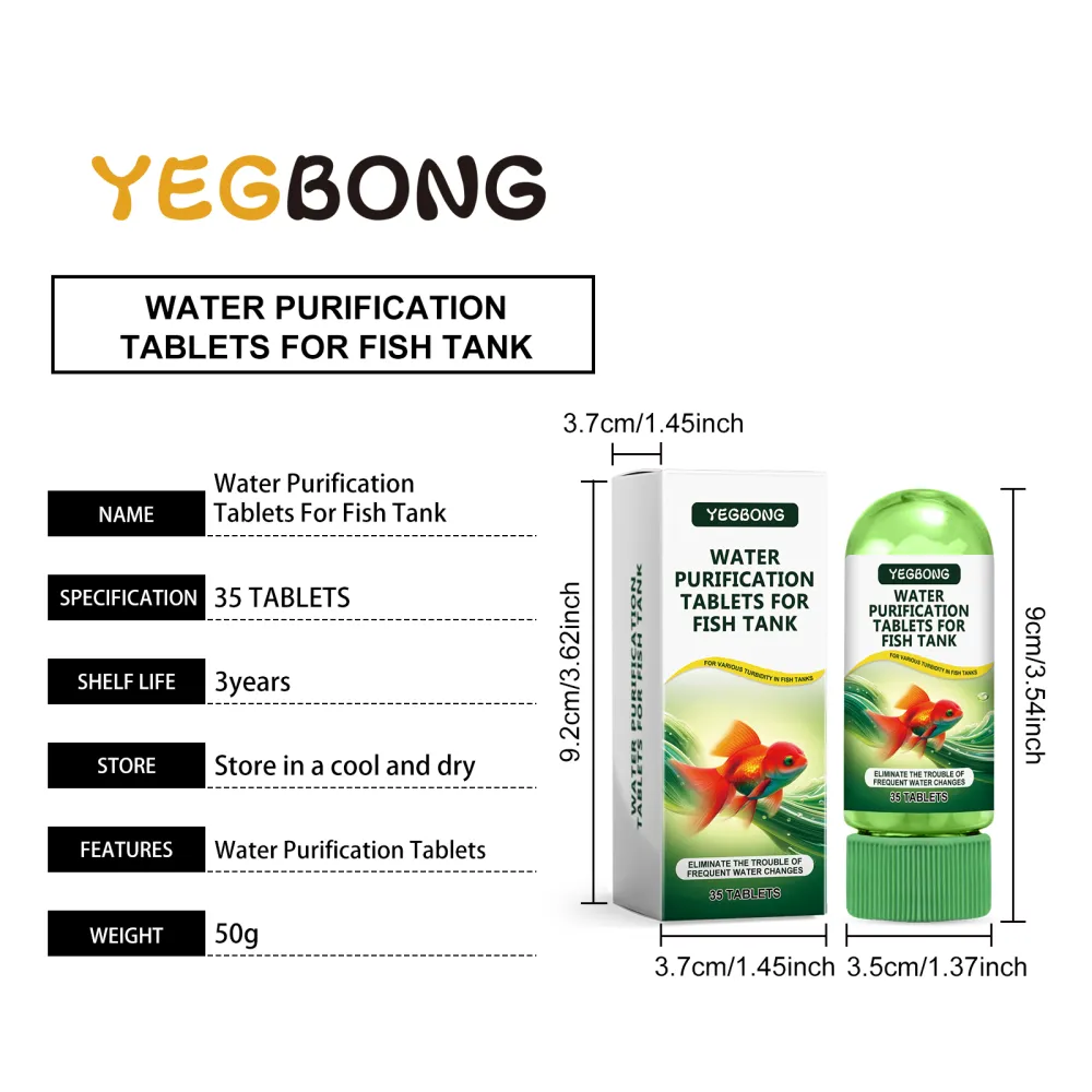 Yegbong fish tank water purification tablets are specially designed for cleaning, deodorizing, removing algae, stains and sludge in fish ponds 2pcs