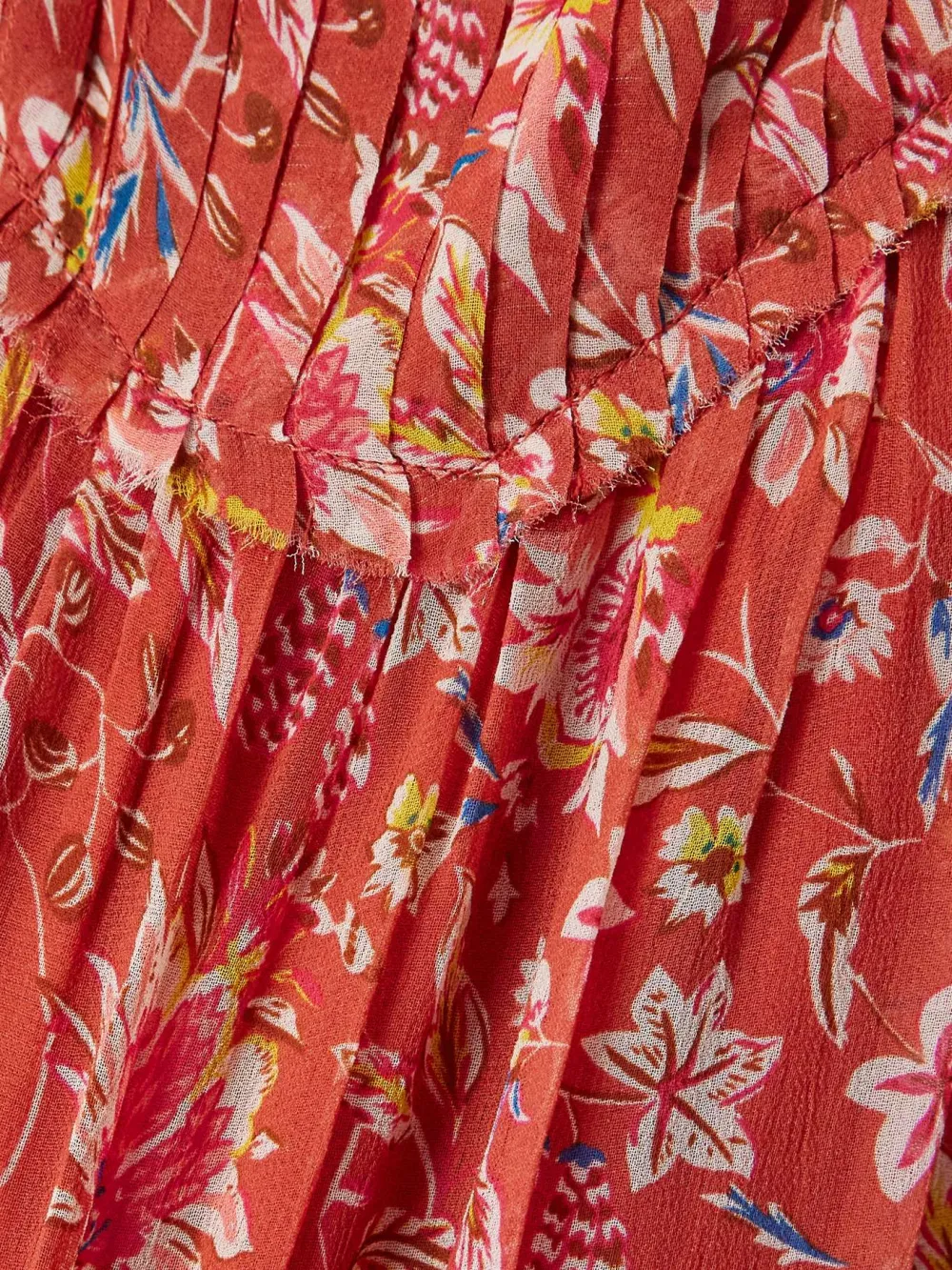 Pleated Detail Printed Midi Dress