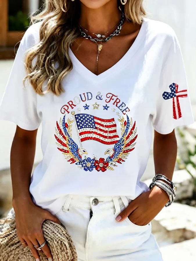 Women's Casual 250th Anniversary Independence Day Printed T-shirt