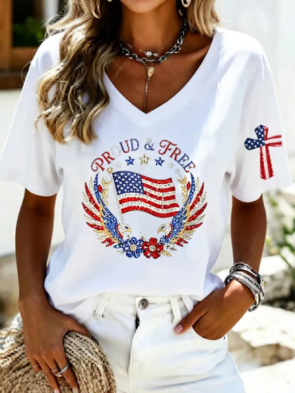 Women's Casual 250th Anniversary Independence Day Printed T-shirt
