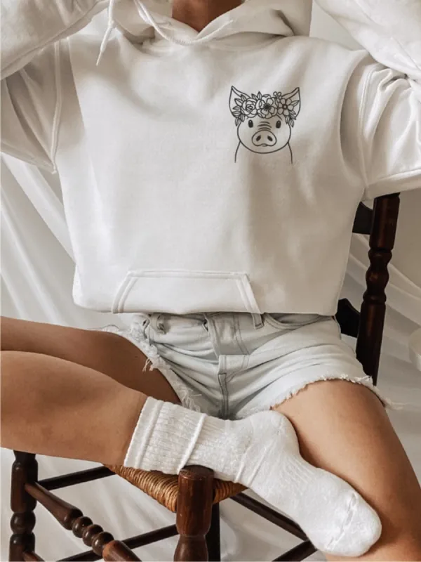 Floral Pig Head Hoodie