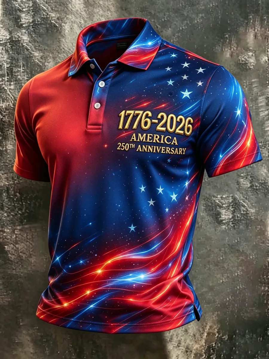 Men'S 1776-2026 America 250Th Anniversary Starry Sky Art Print Polo Shirt