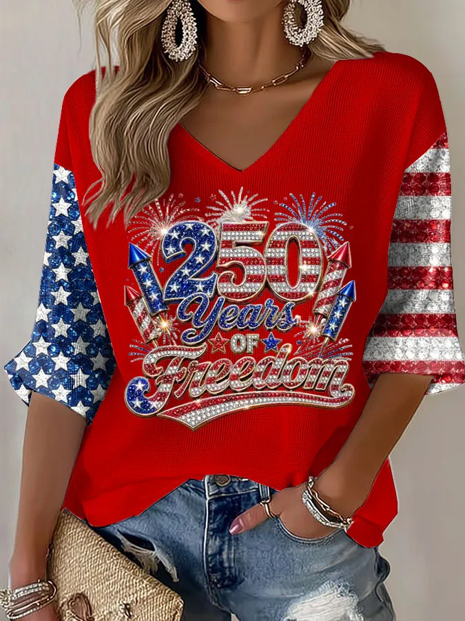 Women'S Leisure 250Th Anniversary Commemorative Waffle T-Shirt
