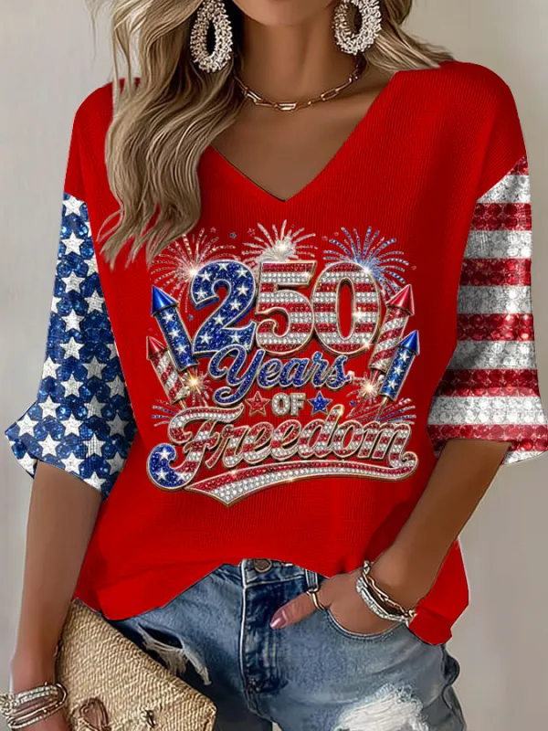 Women'S Leisure 250Th Anniversary Commemorative Waffle T-Shirt