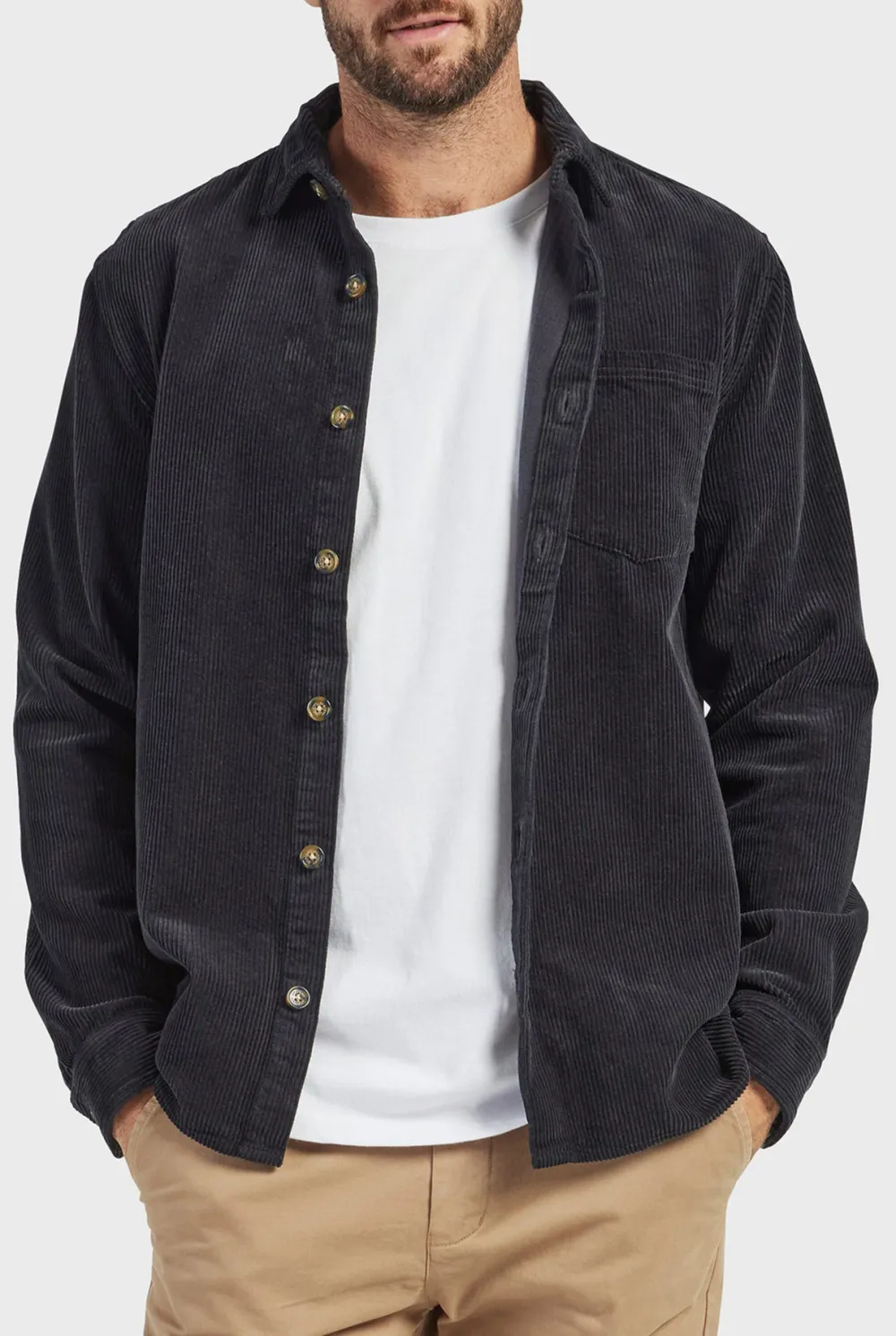 Cotton Cord Overshirt-Navy