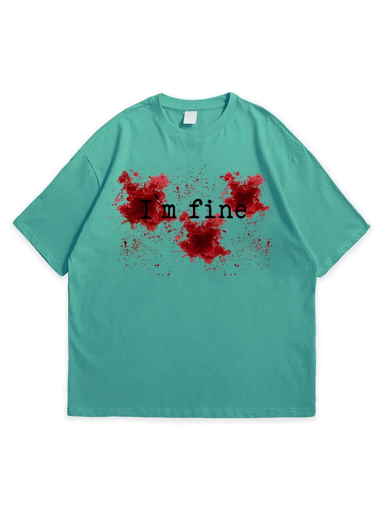 Men'S Halloween I'M FINE  Loose Simple Round Neck  T-Shirt