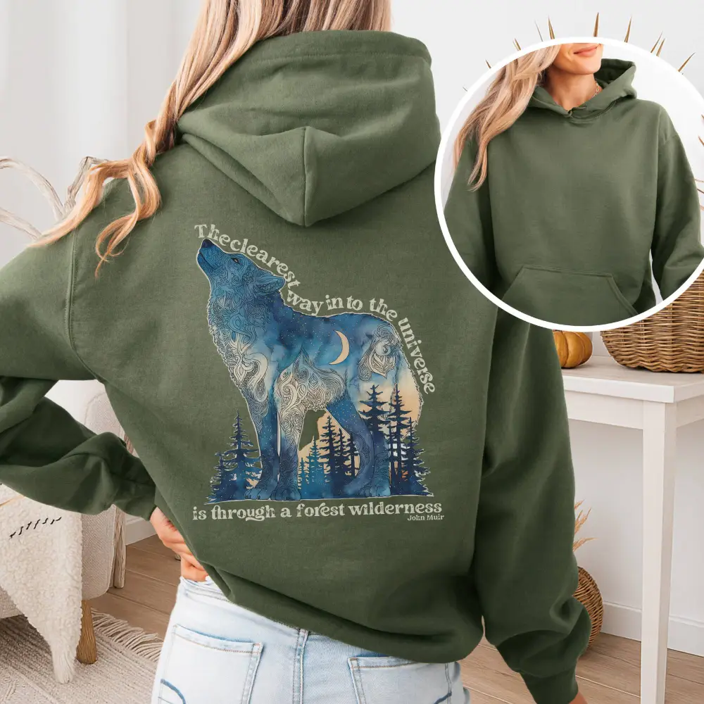 Forest Wilderness Wolf Hoodie