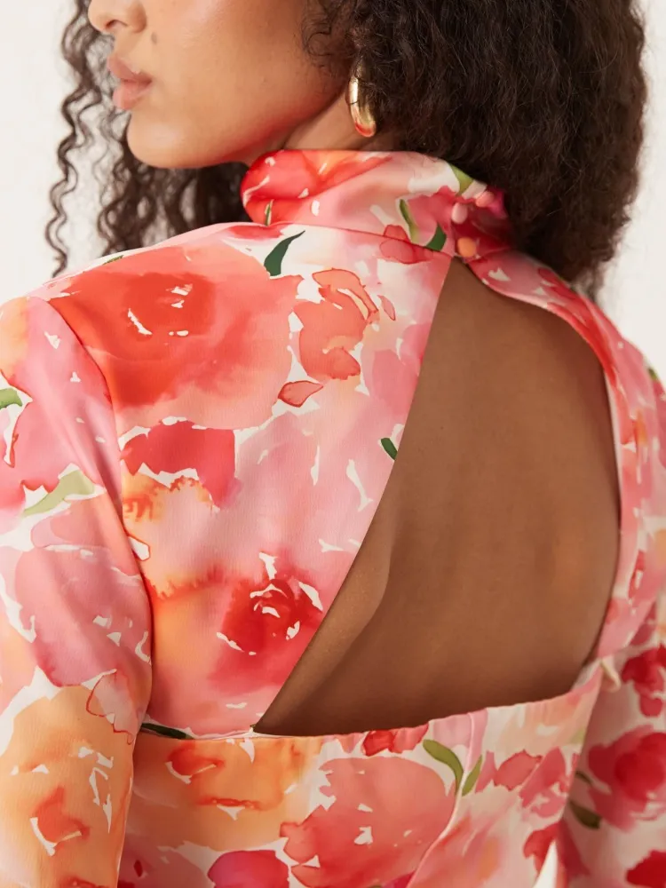 Cutout Flower Long Sleeve Dress