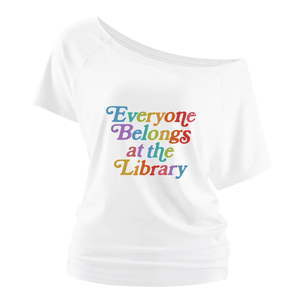 Colorful Letter Prints Off Shoulder T-shirts
