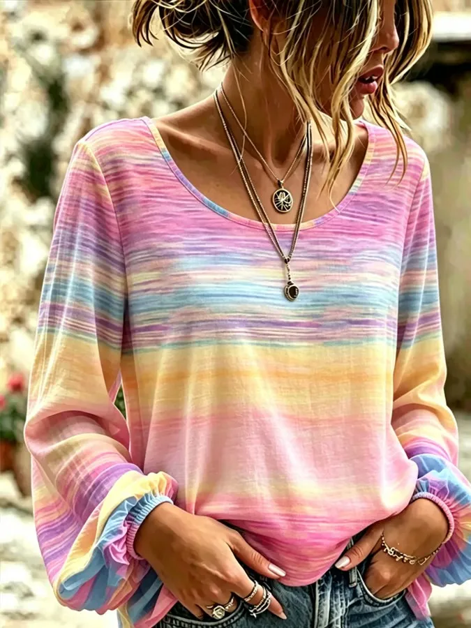 Women'S Casual Breast Cancer Awareness Printing Propaganda Cotton Linen Long Sleeve Shirt