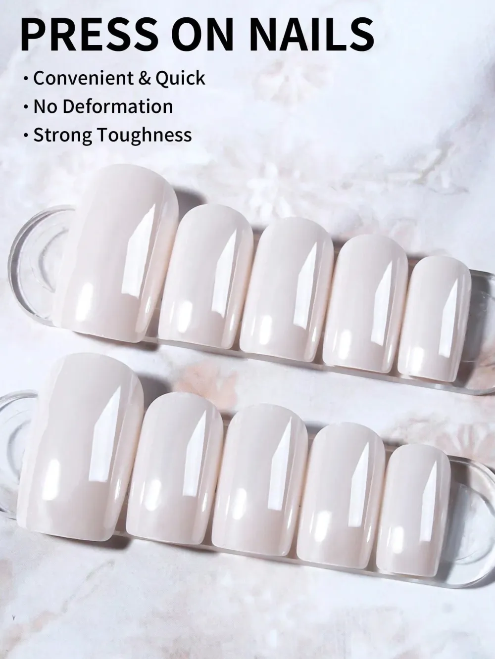 Nailhour 24Pcs White Minimalist Short Square Press On Nails