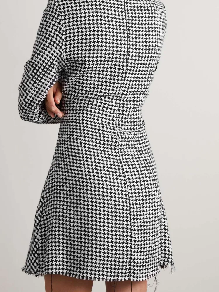 Houndstooth Ruched Mini Dress