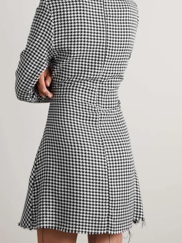 Houndstooth Ruched Mini Dress