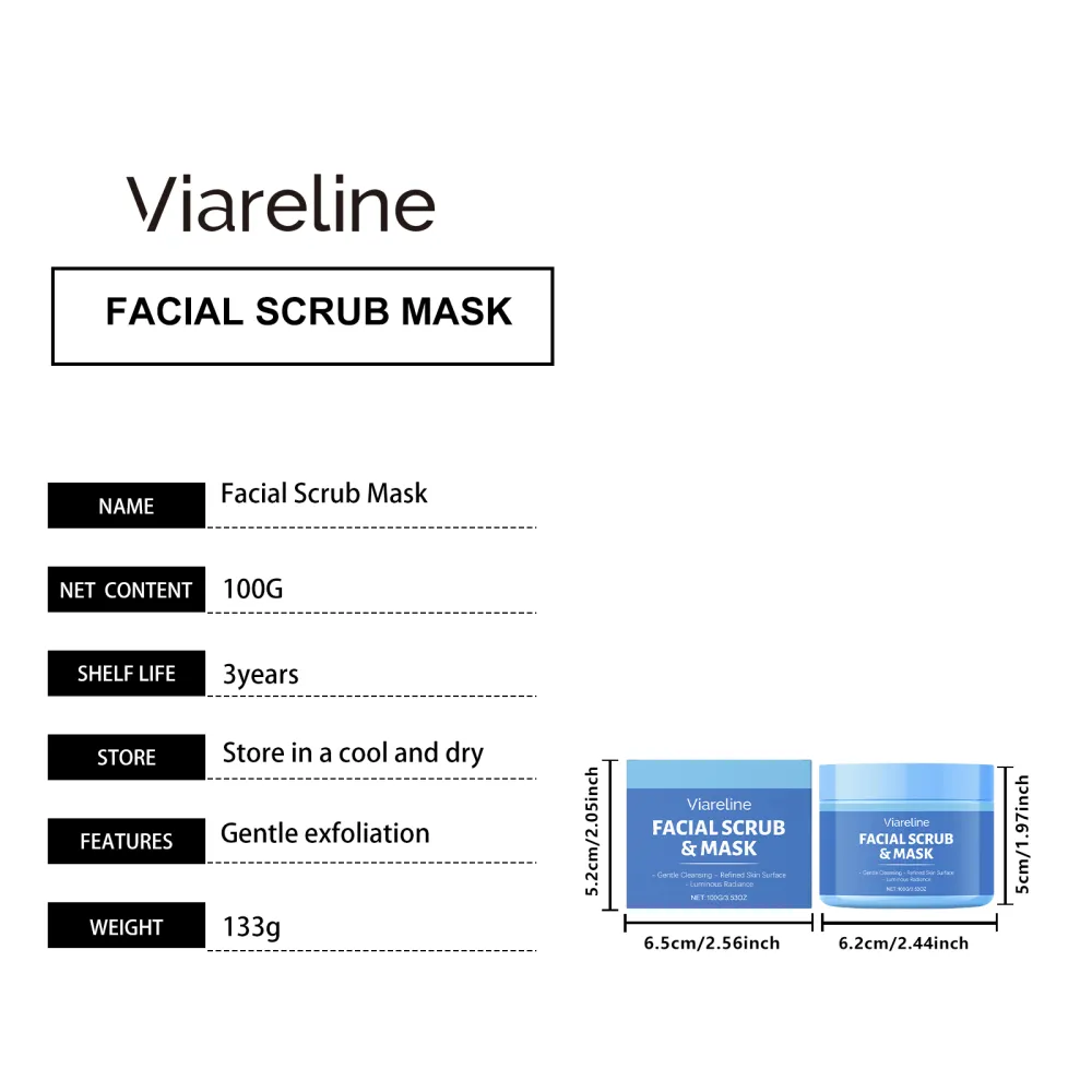 Facial scrub cleanses keratin, oil, dirt, and leaves skin smooth and radiant