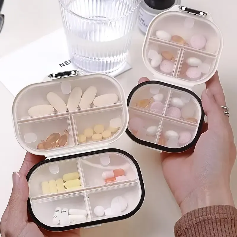 Portable 7-Compartment Mini Pill Organizer Box