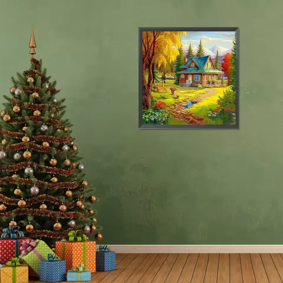 DIY Full Round Drill Diamond Painting Country House Kit