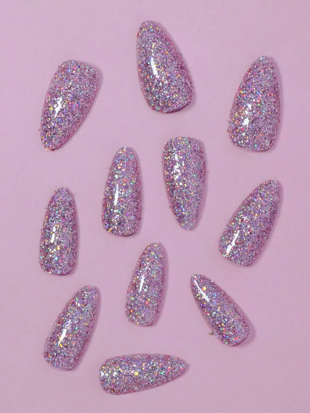 Nailhour 24pcs Purple Glossy Press-On Nails Cat Eye False Nails