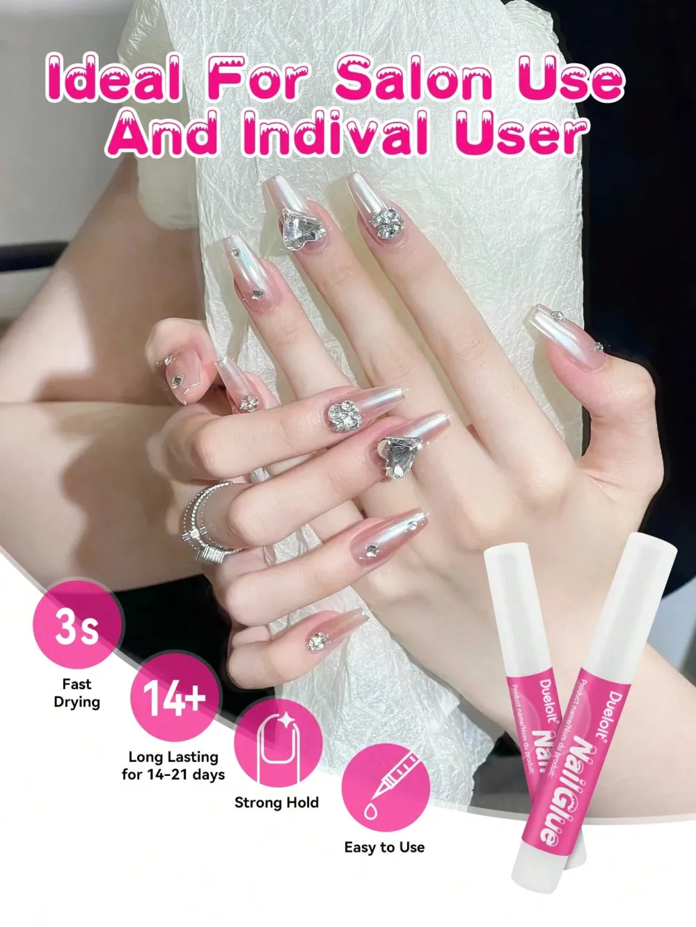 Nailhour 10/20/50/100pcs Nail Glue For Nail Tips & Press-On Nails (2g/pcs)