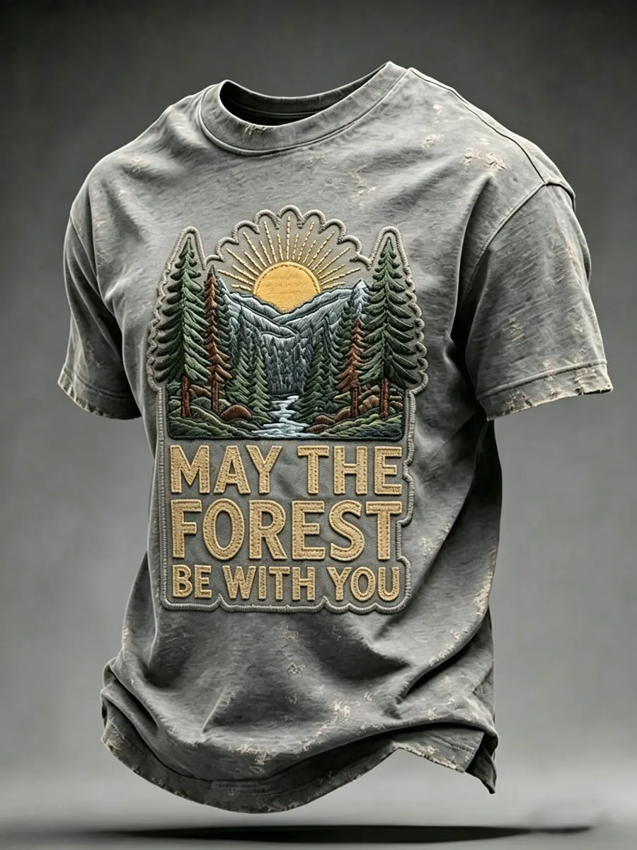 Men's May The Forest Be With You Printed Casual T-Shirt