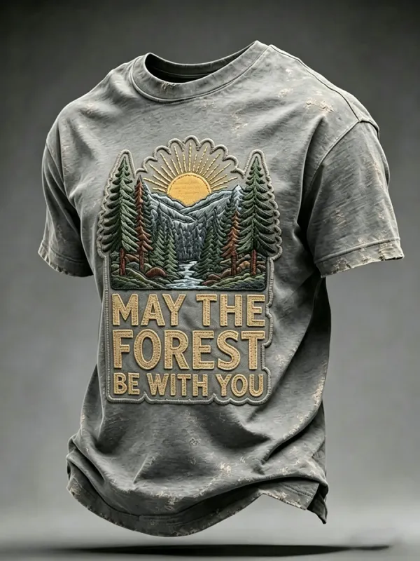 Men's May The Forest Be With You Printed Casual T-Shirt