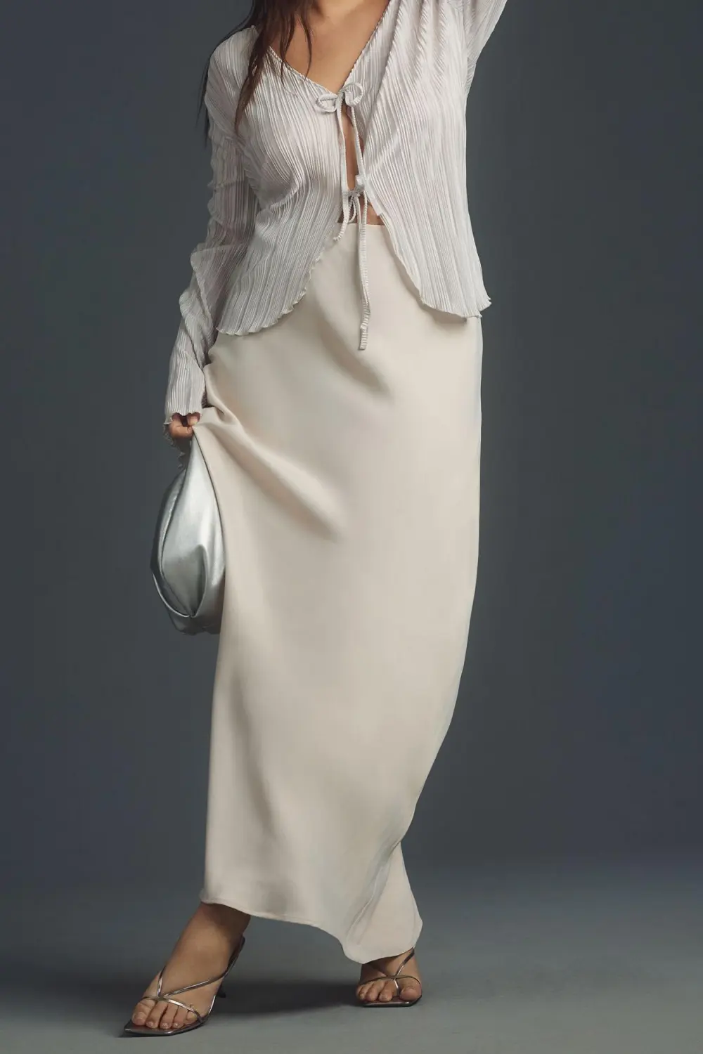 Embellished Side-Drape Maxi Skirt