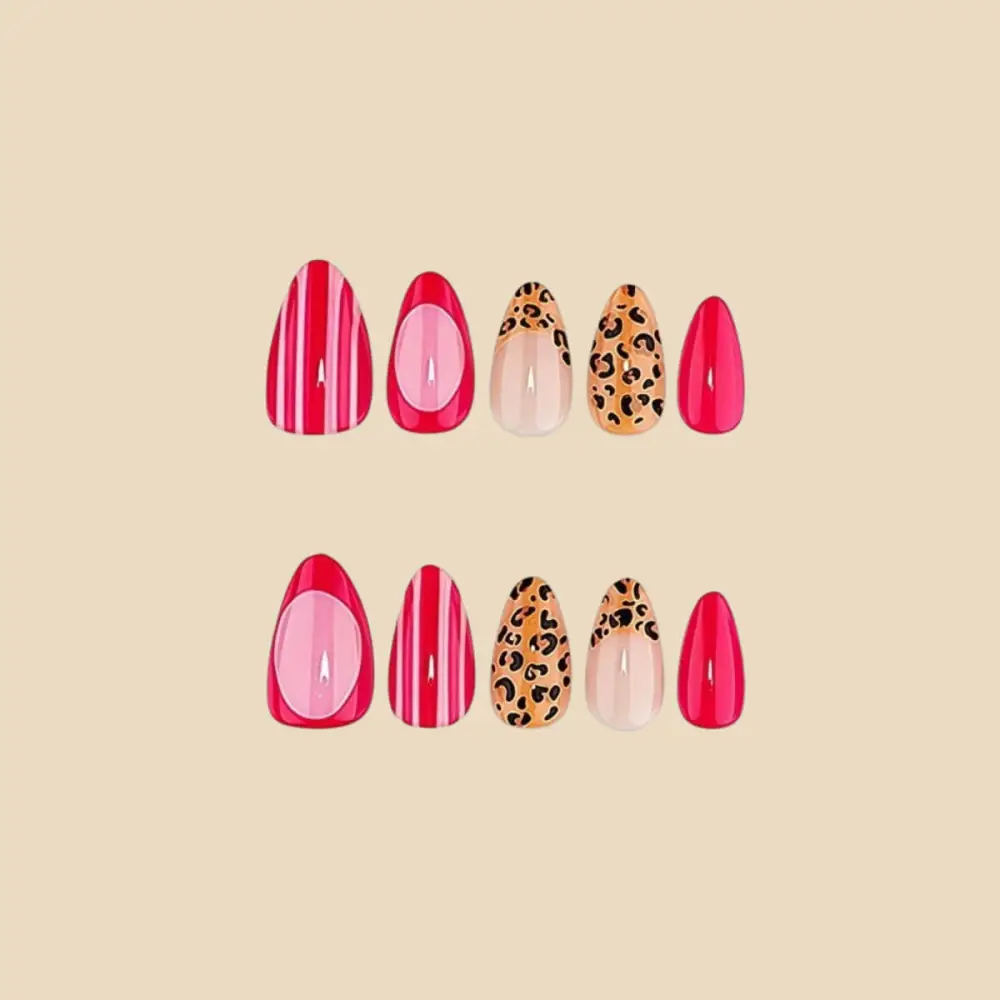Nailhour 24Pcs Autumn Multicolor Short Almond Press On Nails