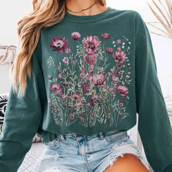 Wildflower Maroon Floral Long Sleeve Shirt