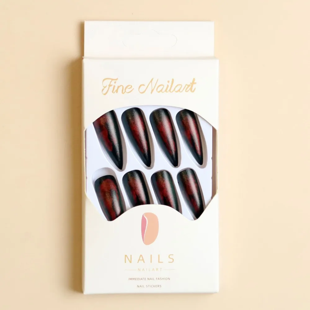 Nailhour 24Pcs Halloween Gothic Long Stiletto Press On Nails