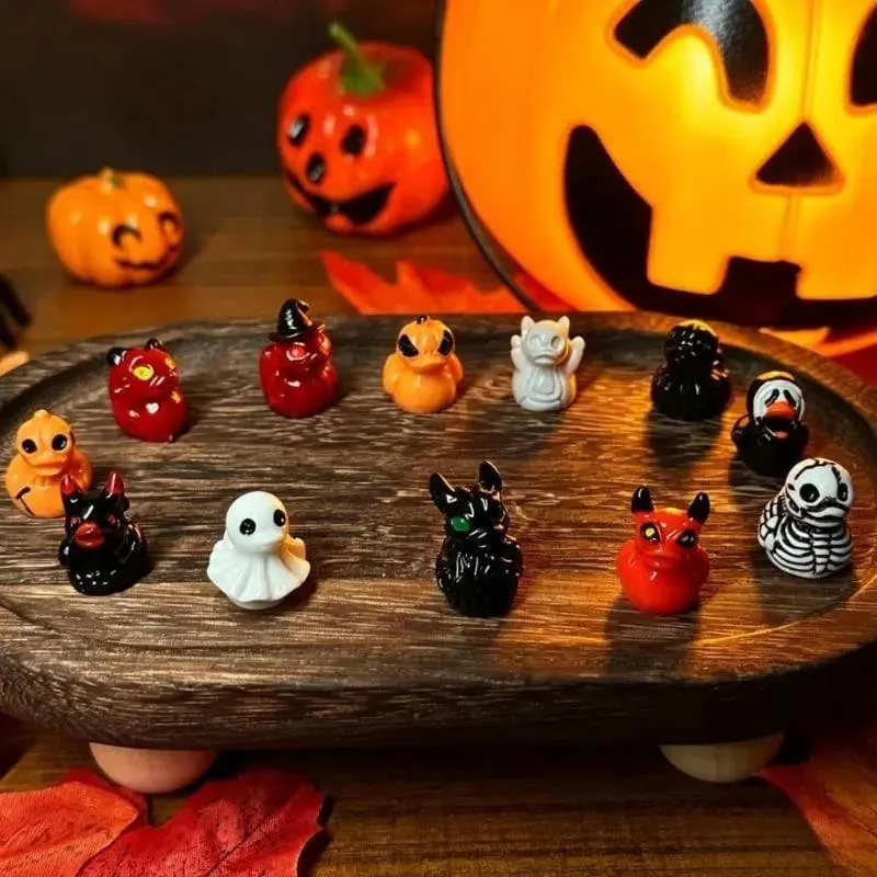 Random Mini Devil Ghost Skull Resin Ducks Cute Spooky Desktop Decor