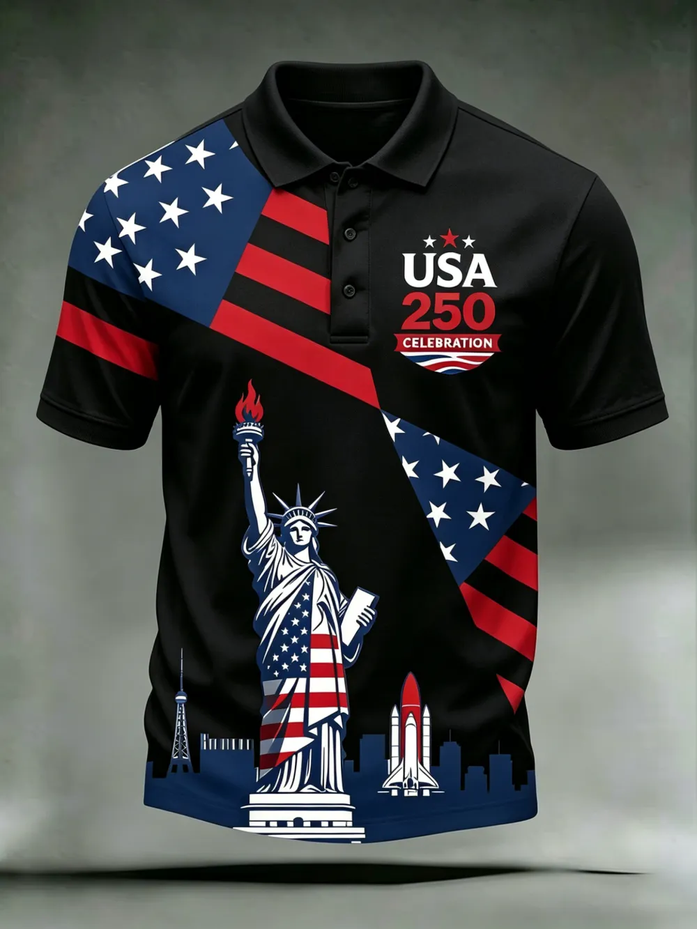 Men'S Casual 250Th Anniversary Celebration Of The Founding Of The United States Independence Day Personalized Printed Polo Shirt