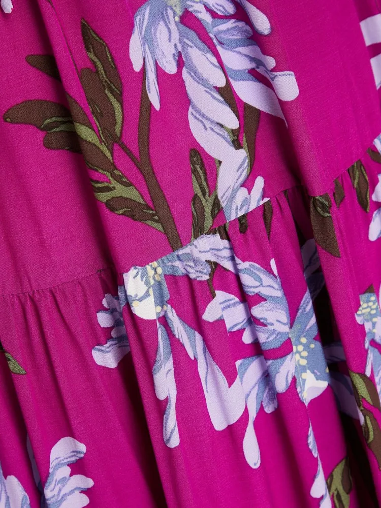 Tiered Floral Long Sleeve Midi Dress
