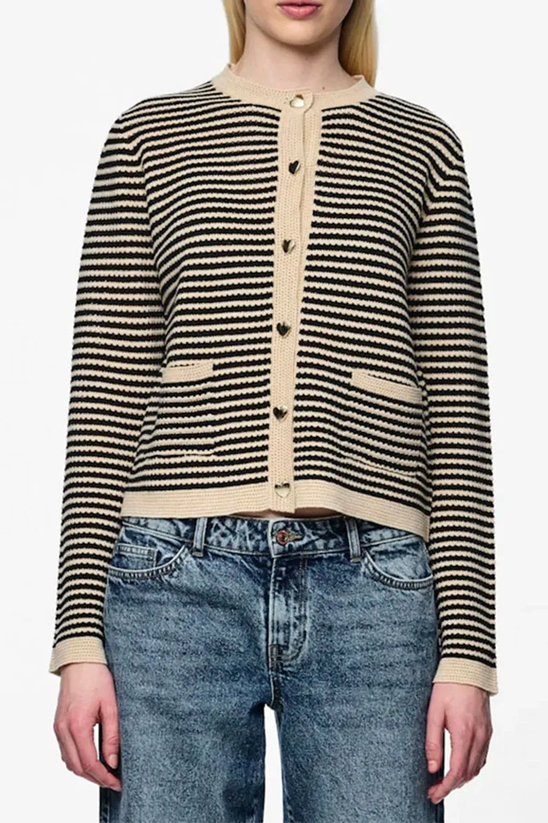 Striped Button Front Knit Cardigans