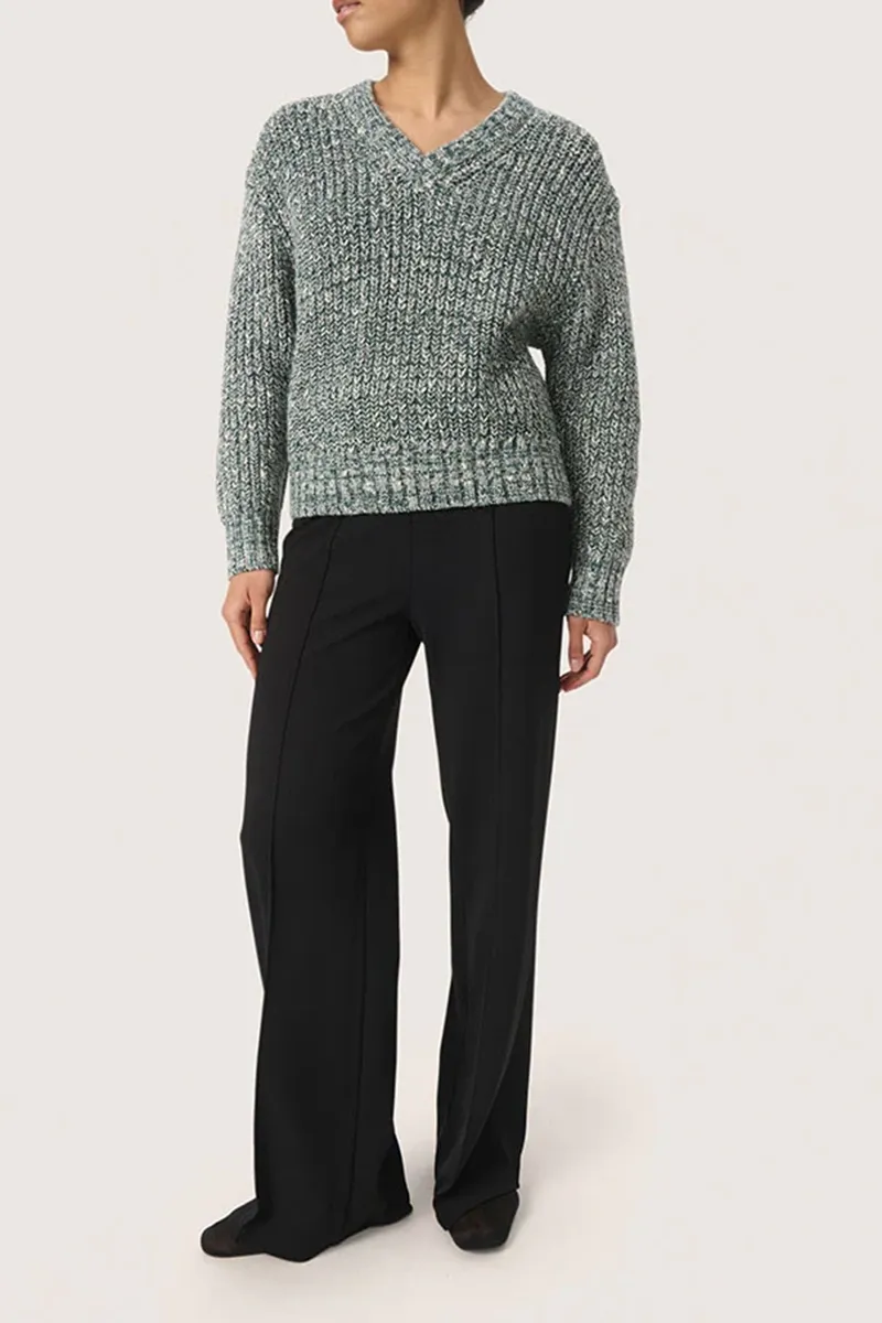 Textured V-Neck Knit Pullover