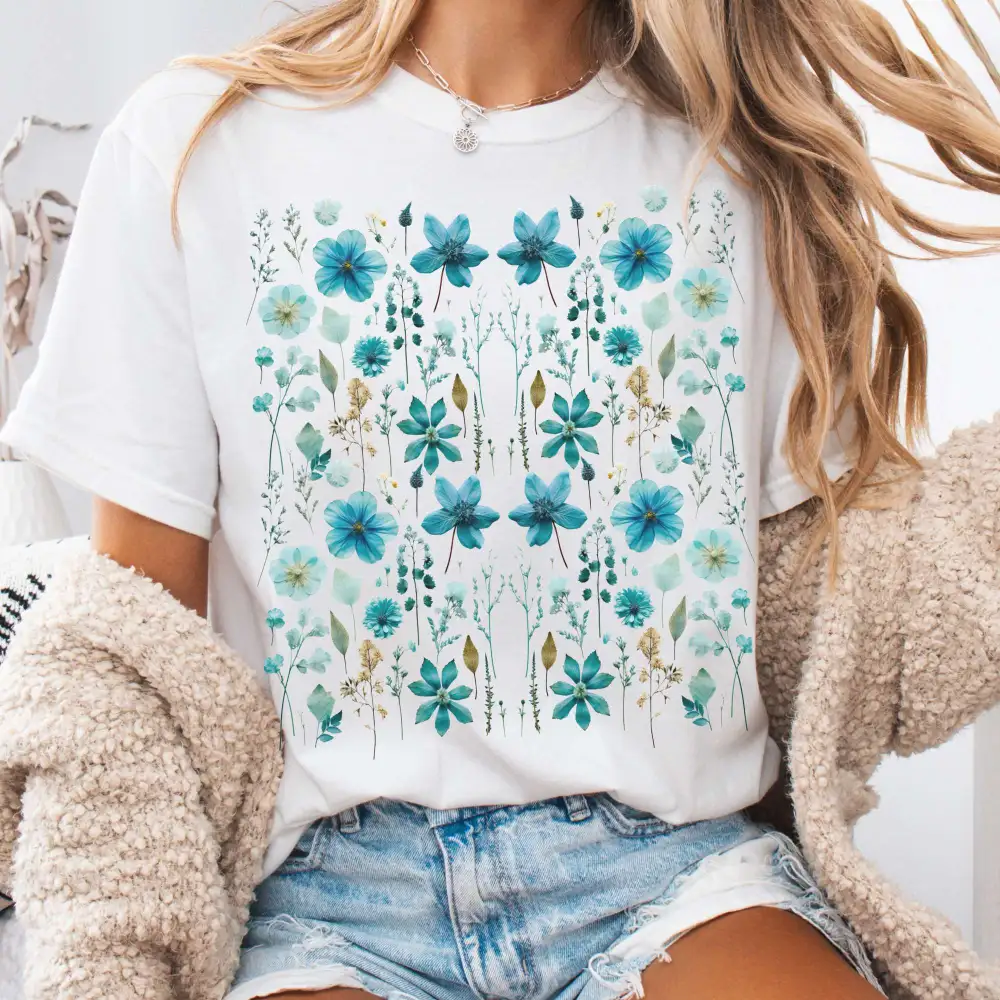 Vintage Turquoise Wildflower Tee