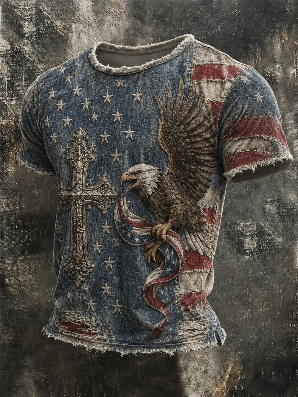 Men'S Vintage American Independence Day Printed T-Shirt