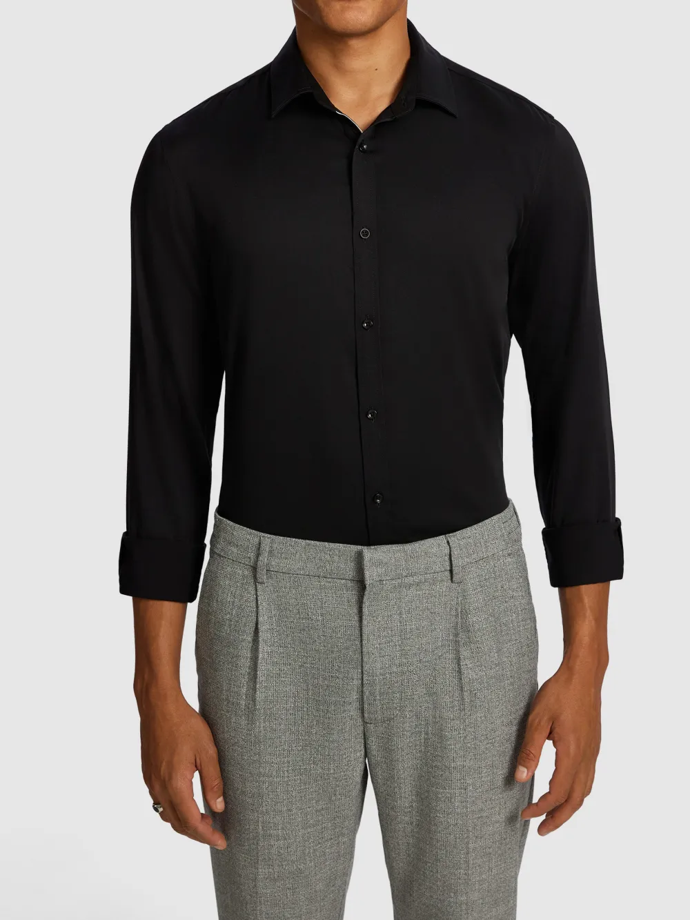 Black Regular Fit Long Sleeve Shirt