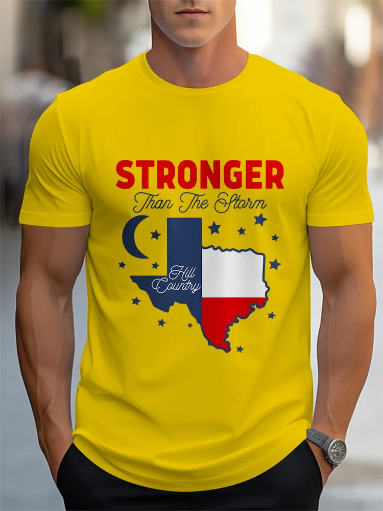 Men'S Casual Style STRONGER Than The Storm Round Neck Slim Fit T-Shirt