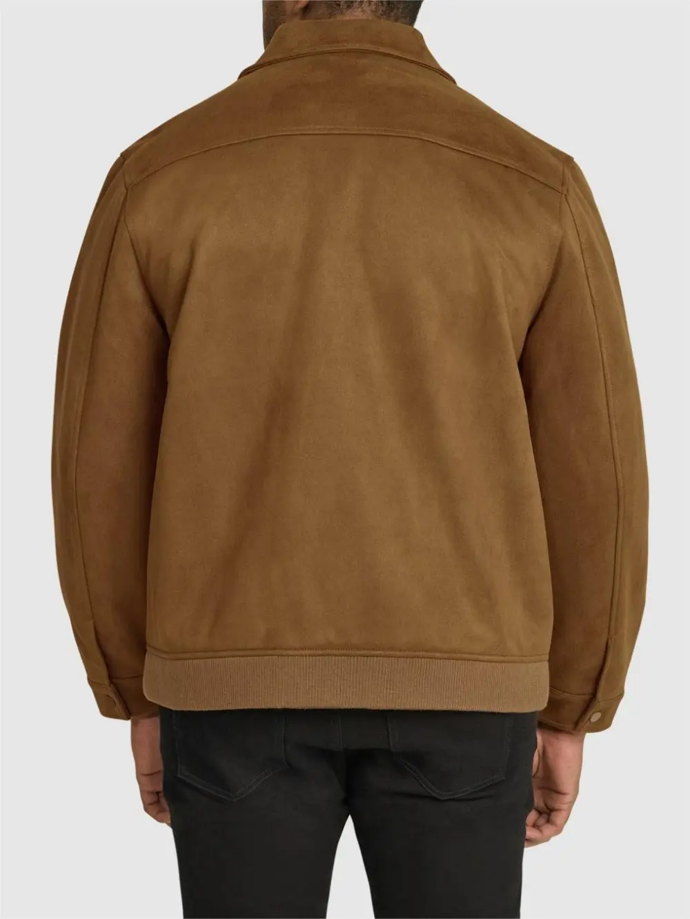 BROWN SUEDE JACKET WITH CLASSIC COLLAR FOR CASUAL WEAR